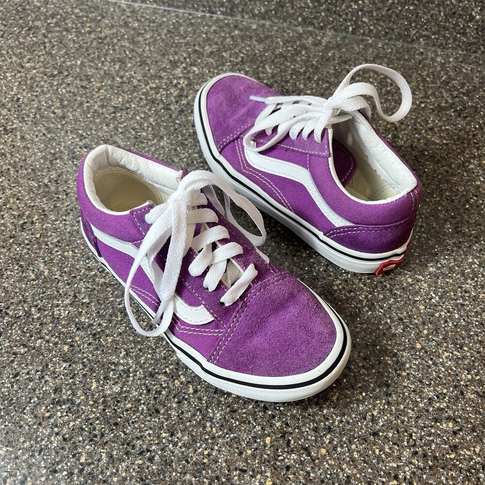 Vans Off The Wall Little Girls 12.5 Purple Low Top Lace Up Suede/Canvas Sneakers